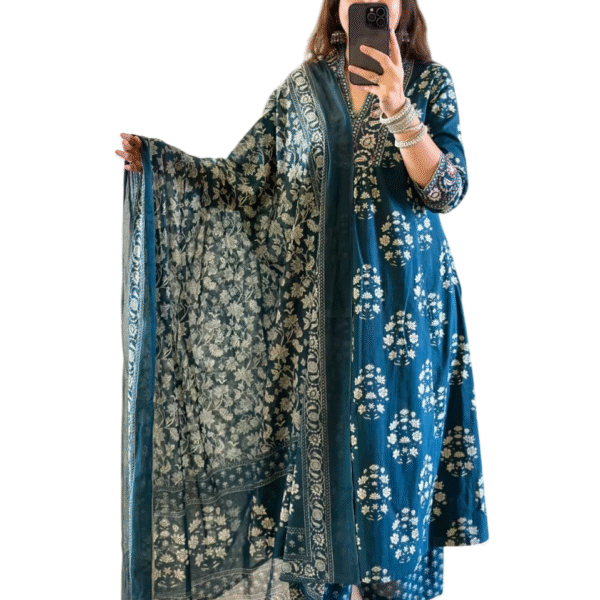 Bloom Boldly ? XXL Cotton Dress with Beautiful Embroidery & Print(XL)